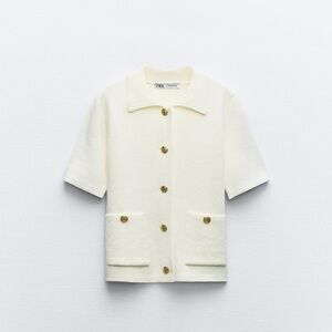 Zara Cream Short Sleeve Sweater